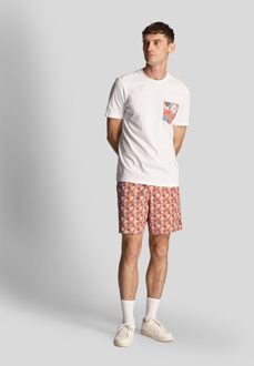 Lyle & Scott Men's Lyle And Scott Floral Print Resort Swim Shorts in Orange Oranje