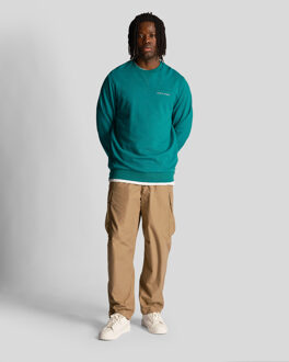 Lyle & Scott Men's Lyle And Scott Loopback Embroidered Crewneck Sweatshirt in Green Groen