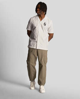 Lyle & Scott Men's Lyle And Scott Pinstripe Revere Collar Shirt in White Gebroken wit