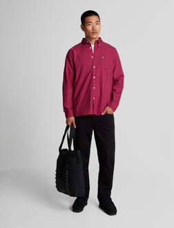 Lyle & Scott Men's Lyle And Scott Plain Oxford Shirt in Burgundy Bourgogne