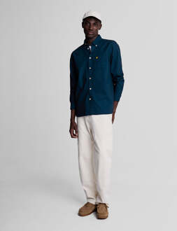 Lyle & Scott Men's Lyle And Scott Plain Oxford Shirt in Navy - maat S