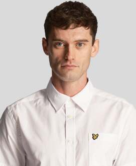 Lyle & Scott Men's Lyle And Scott Plain Poplin Short Sleeve Shirt in White - maat Wit