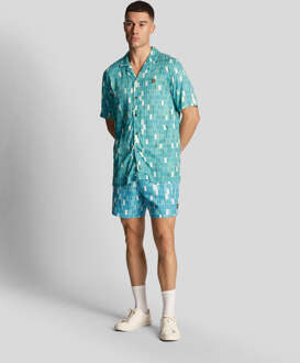 Lyle & Scott Men's Lyle And Scott Pool Print Shirt in Blue Blauw - M