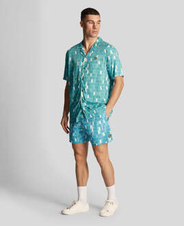 Lyle & Scott Men's Lyle And Scott Pool Print Swim Shorts in Blue Blauw