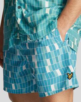 Lyle & Scott Men's Lyle And Scott Pool Print Swim Shorts in Blue Turquoise