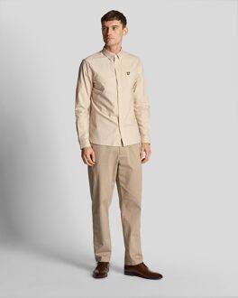 Lyle & Scott Men's Lyle And Scott Regular Fit Light Weight Oxford Shirt in Cream - maat S Grijs/bruin