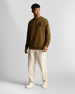 Lyle & Scott Men's Lyle And Scott Ripple Logo Crewneck Sweatshirt in olive - maat M Olijf