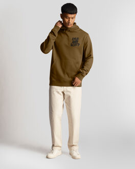 Lyle & Scott Men's Lyle And Scott Ripple Logo Hoodie in olive - maat Olijf