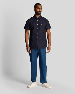 Lyle & Scott Men's Lyle And Scott Short Sleeve Oxford Shirt in Navy - maat XS