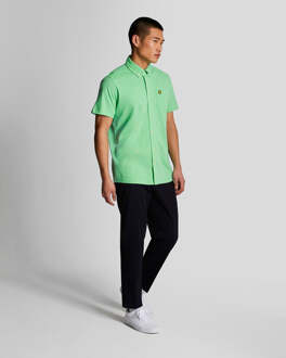 Lyle & Scott Men's Lyle And Scott Short Sleeve Pique Shirt in Green - maat M Groen