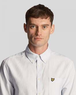 Lyle & Scott Men's Lyle And Scott Stripe Oxford Shirt in Blue-White Blauw