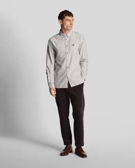 Lyle & Scott Men's Lyle And Scott Stripe Oxford Shirt in Grey White Grijs