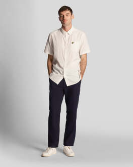 Lyle & Scott Men's Lyle And Scott Textured Stripe Short Sleeve Shirt in White - maat Gebroken wit