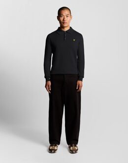 Lyle & Scott Merino Blend Poloshirt met Lange Mouwen - Marineblauw - maat XL Navy