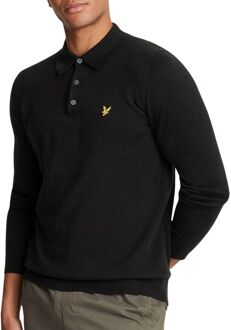 Lyle & Scott Merino Katoen Lange Mouw Gebreide Polo Lyle & Scott , Black , Heren - 2Xl,Xl,L,M,S,Xs