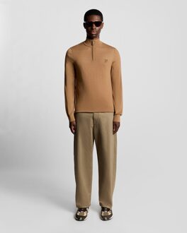 Lyle & Scott Merinowol 1/4 Rits Trui - Bruin - 2XL