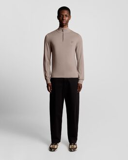 Lyle & Scott Merinowol 1/4 Rits Trui - Bruin