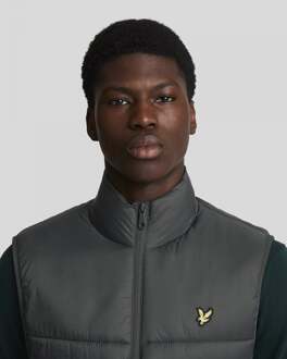 Lyle & Scott merklogo gunmetal grijs gewatteerd giletjack - maat L Donkergrijs