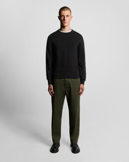 Lyle & Scott Mesh Logo Crew Neck Trui - Zwart