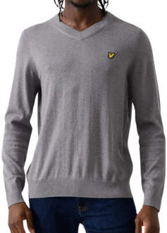 Lyle & Scott middengrijze pull-over trui met V-hals Grijs