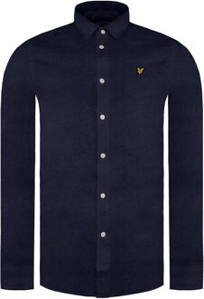 Lyle & Scott Multi Garen Geborsteld Heren Navy Overhemd