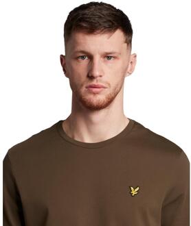 Lyle & Scott Olijf T-shirt met Lyle & Scott-logo op de borst - XL