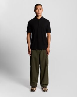 Lyle & Scott Ottoman poloshirt met halve rits - zwart - XS