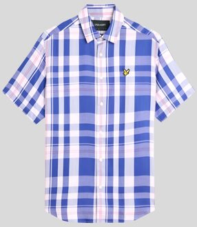 Lyle & Scott Overmaat Tartan Korte Mouwen Shirt - Blauw