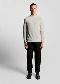 Lyle & Scott piqué gebreide mocknecktrui - grijs