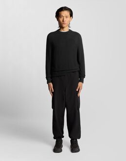 Lyle & Scott piqué gebreide mocknecktrui - zwart