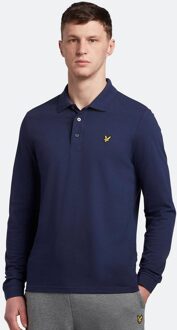 Lyle & Scott Polo shirt met lange mouwen in Marine - maat M Navy
