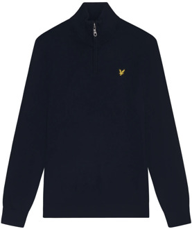 Lyle & Scott Quarter Zip Merino Katoen Trui Lyle & Scott , Blue , Heren - 2Xl,Xl,L,M,S,Xs