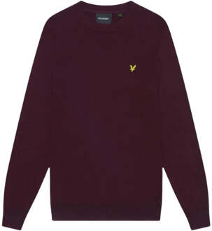 Lyle & Scott rijke bordeauxrode pull-over trui met ronde hals - maat Rood