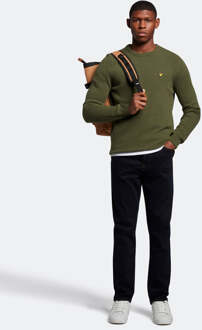 Lyle & Scott Ronde Hals Lamswol Trui in Olijf
