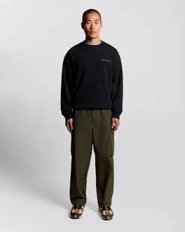 Lyle & Scott Script Brushback Fleece Sweatshirt - Marineblauw - maat XS Navy