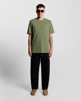 Lyle & Scott Script Logo Katoenen Rundhals T-shirt - Groen - maat XS