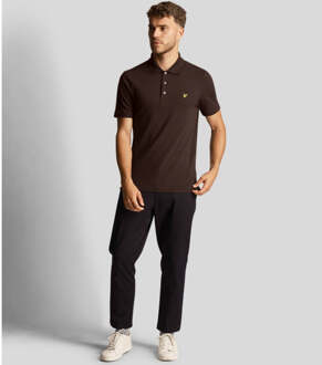 Lyle & Scott Sediment-poloshirt met logo op de borst - maat M Bruin