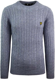 Lyle & Scott Snoergebreide Heren Blauwe Trui - maat