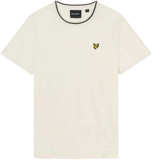 Lyle & Scott T-shirt met getipte kraag en krijt Gebroken wit