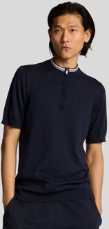 Lyle & Scott Tipped Mock Neck Trui met Korte Mouwen - Donkerblauw Navy