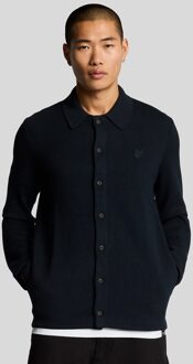 Lyle & Scott Tonal Eagle Dubbel Gebreide Shirt - Donker Marineblauw Navy