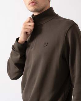 Lyle & Scott Tonal Eagle Heren Half-Zip Sweatshirt - maat XS Bruin