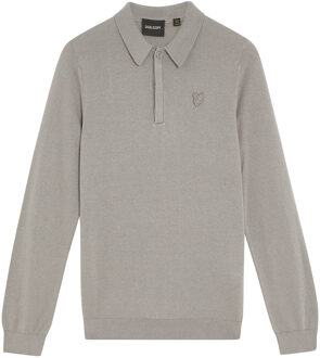 Lyle & Scott winter polo shirt jongens - grijs - longsleeve, gebreid - Maat 140/146