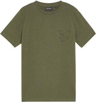 Lyle & Scott winter t-shirt jongens - donker groen - gebroduurd - Maat 164/170