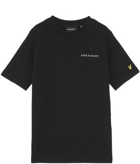 Lyle & Scott winter t-shirt jongens - zwart - geborduurd - Maat 128/134