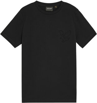 Lyle & Scott winter t-shirt jongens - zwart - gebroduurd - Maat 140/146