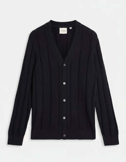 Lyle & Scott wolmix geribbeld vest - marineblauw Navy