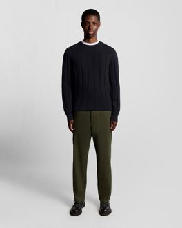 Lyle & Scott wolmix geribbelde trui - marineblauw Navy