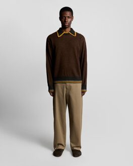 Lyle & Scott wolmix kraagtrui - Geel Bruin