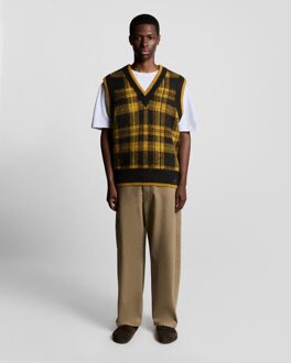 Lyle & Scott wolmix tartan vest - veelkleurig Bruin
